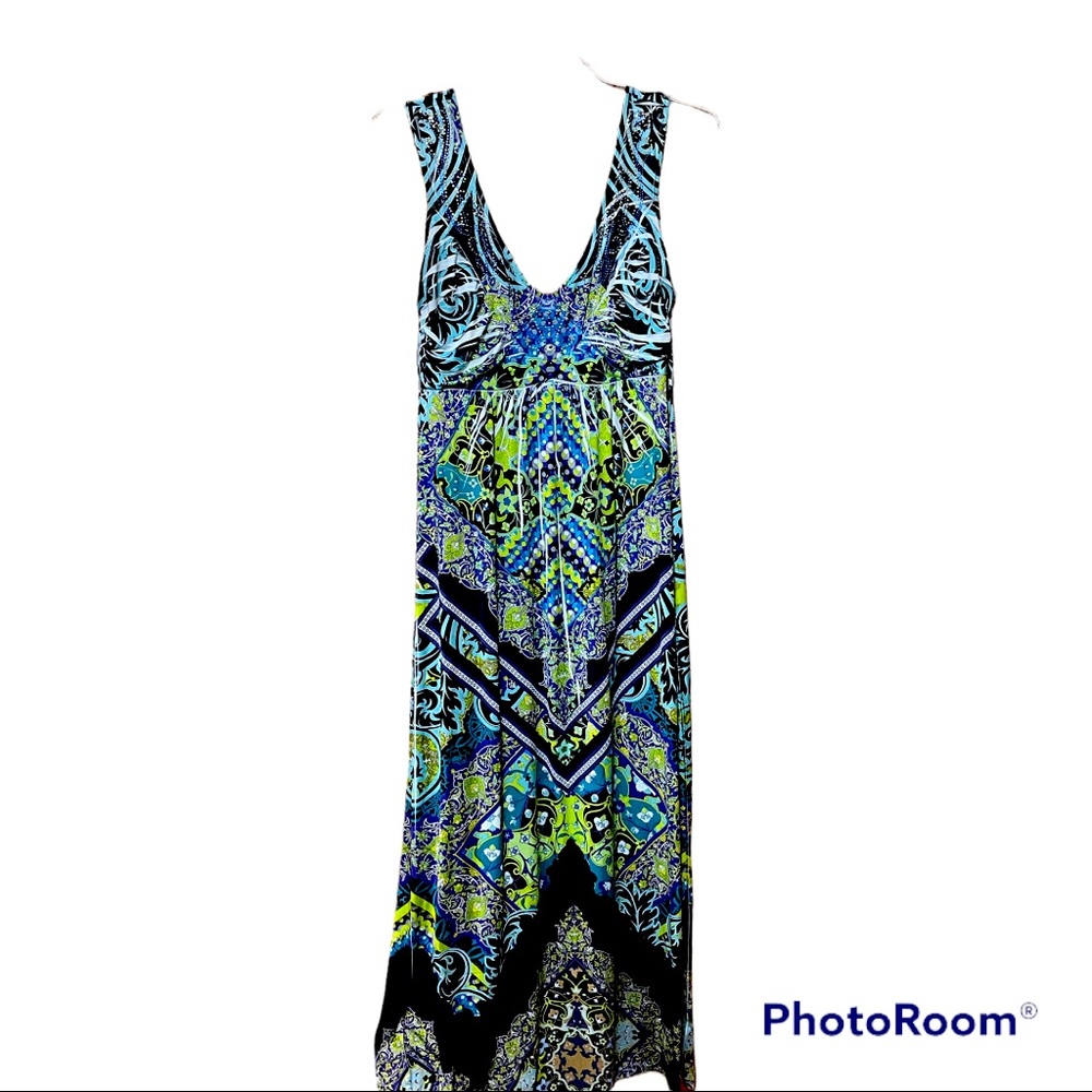 Large gorgeous multi colored print tank dress